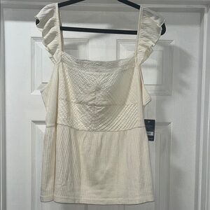 Lucky Brand Cream Smocked Ruffle Camisole